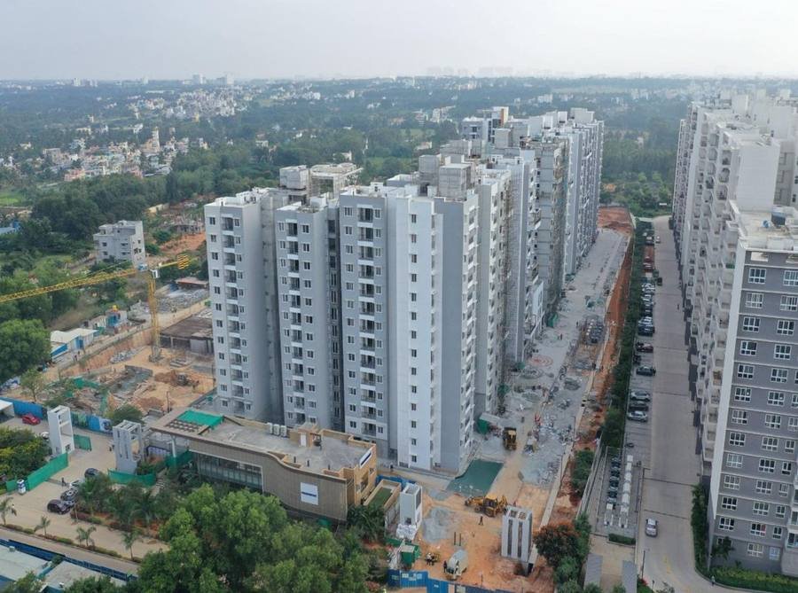 Completed apartment towers, aerial view